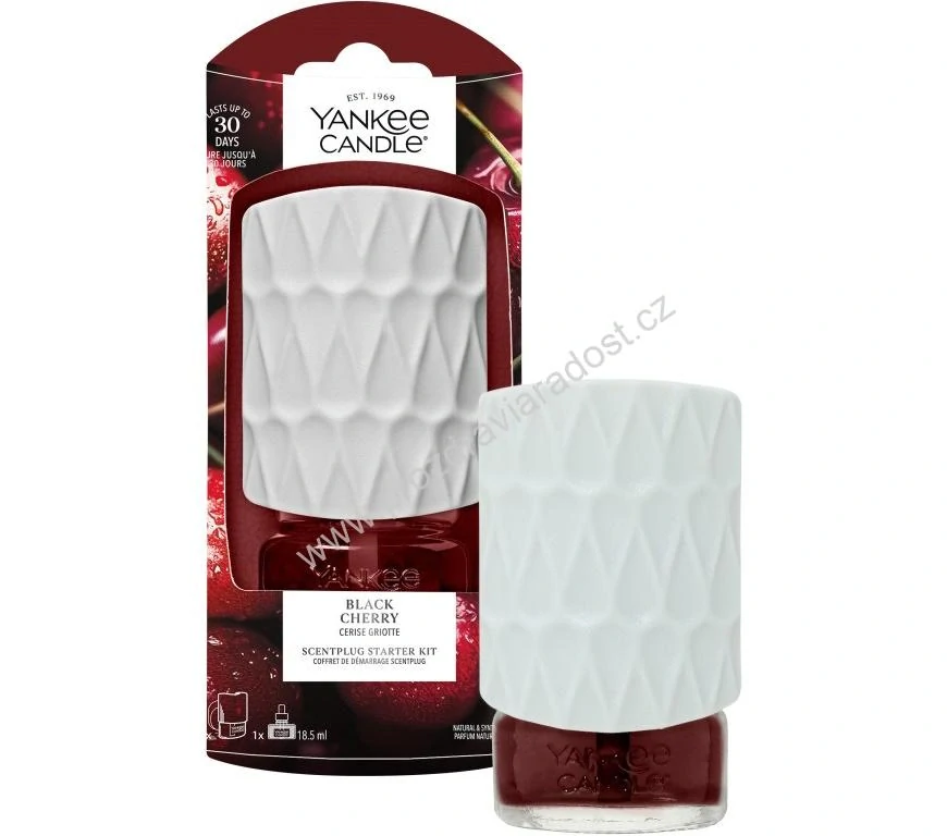 Yankee Candle strojek + vůně do elektrické zásuvky + vůně Black Cherry