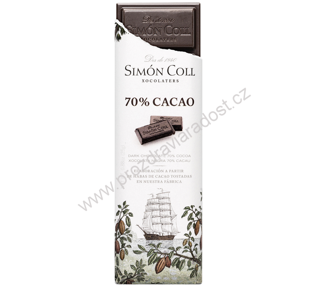Simón Coll hořká 70% čokoláda 25 g