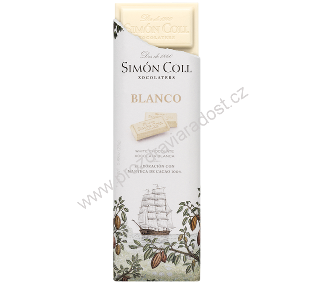 Simón Coll mléčná bílá čokoláda 25 g