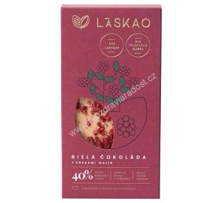 Bílá čokoláda s kousky malin bez laktózy 75 g LASKAO