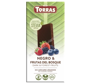 Hořká čokoláda s ovocem a stévií 125 g TORRAS