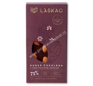 Hořká čokoláda s mandlemi 75% a xylitolem 80 g LASKAO