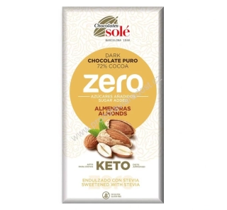 Čokoláda hořká 72 % s mandlemi a stévií 100 g SOLÉ