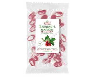 Brusinkové bonbóny bez přid. cukru 100 g GREŠÍK